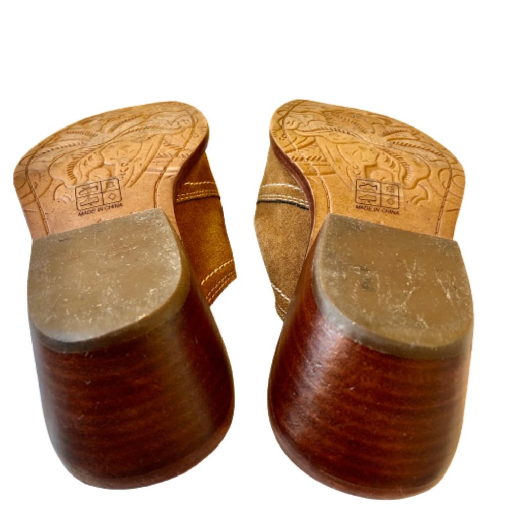 Patricia Nash Mustard Suede Mules with Low Heel - Picture 7 of 15
